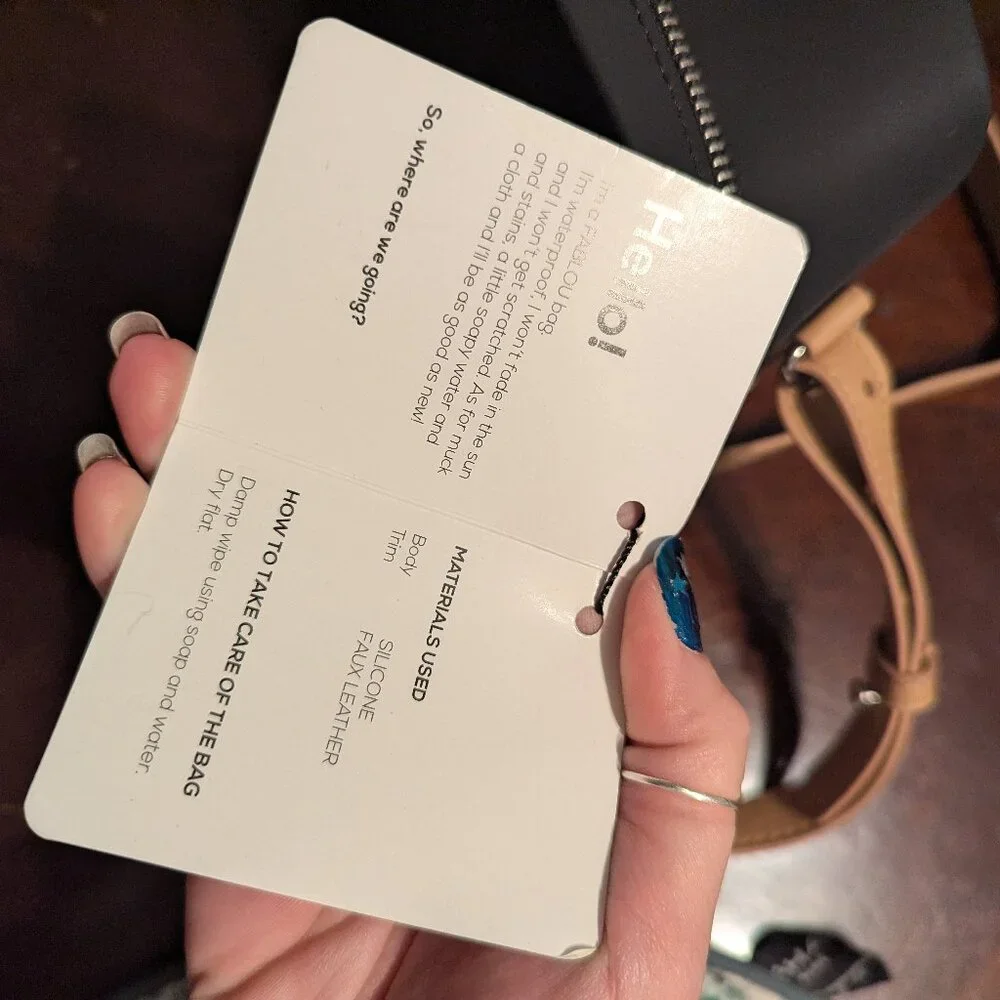 Fablou Chelsea Black Crossbody Bag with Tan Strap BNWT - Picture 6 of 8